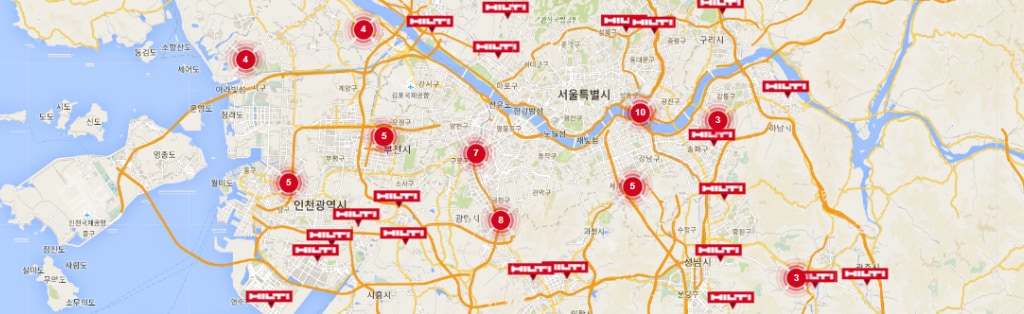 인수 가능한 택배영업소 지도 예시