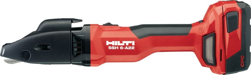힐티 SSH 6-A22 충전 이중 절단 전단 최대 2.5mm(12 게이지) 두께의 금속판, 나선형 덕트 및 기타 일상적인 금속 제조에 빠른 직선 또는 곡선 커팅이 가능한 충전 전단